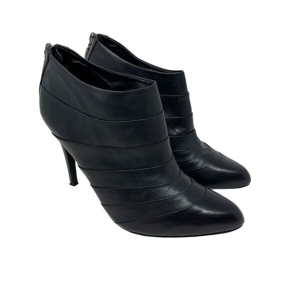 Guess Slick Ankle Bootie Stiletto Pleated Black Leather Women's 10 Back Zip - Picture 1 of 9